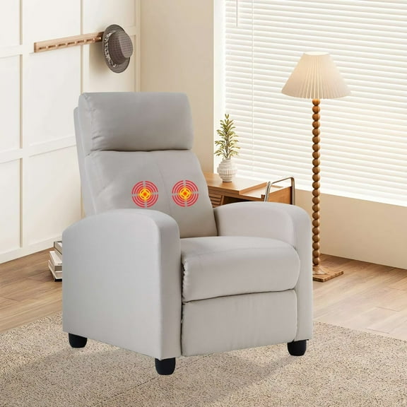 YRLLENSDAN Fabric Recliner Chair for Living Room Home Theater Seating, Adjustable Massage Chair for Adults, Reading Chair with Padded Seat Backrest and Footrest, Beige