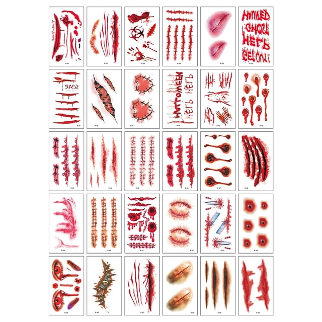 Pegatinas de tatuaje de cicatriz de Halloween Pegatinas divertidas Pegatinas de tatuaje de cicatriz realista Wmkox8yii hjk3168