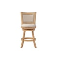 thumbnail image 2 of Benjara Kia 24" Solid Wood Swivel Counter Stool- Curved Panel Back - Ivory, 2 of 6