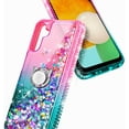 thumbnail image 5 of Nagebee Phone Case Compatible for Samsung Galaxy A14 5G with Tempered Glass Screen Protector, Sparkle Glitter Flowing Liquid Waterfall [Ring Holder & Wrist Strap] Women Girls Case (Pink/Aqua), 5 of 6