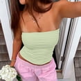 thumbnail image 2 of THDHVS Strapless Bras for Women,Push Up Bra,Double Layer Striped Bandeau Bra Fashion Top Wear Alone or Under Green, 2 of 10