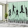 thumbnail image 4 of Ambesonne Silhouette Shower Curtain, Jumping People Piano, 69"Wx84"L, Grey Almond Green, 4 of 4