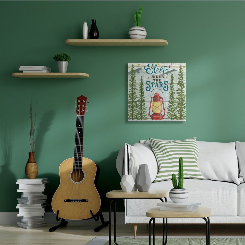 Stupell Industries Sleep Under the Stars Adventure Phrase with Lamp Designed by Deb Strain
