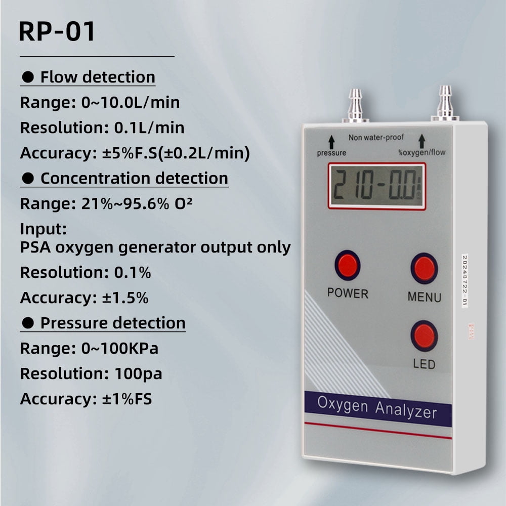 Oxygen Analyzer for Oxygen Concentrator Oxygen purity tester Oxygen Concentration Flow Pressure LCD Backlit