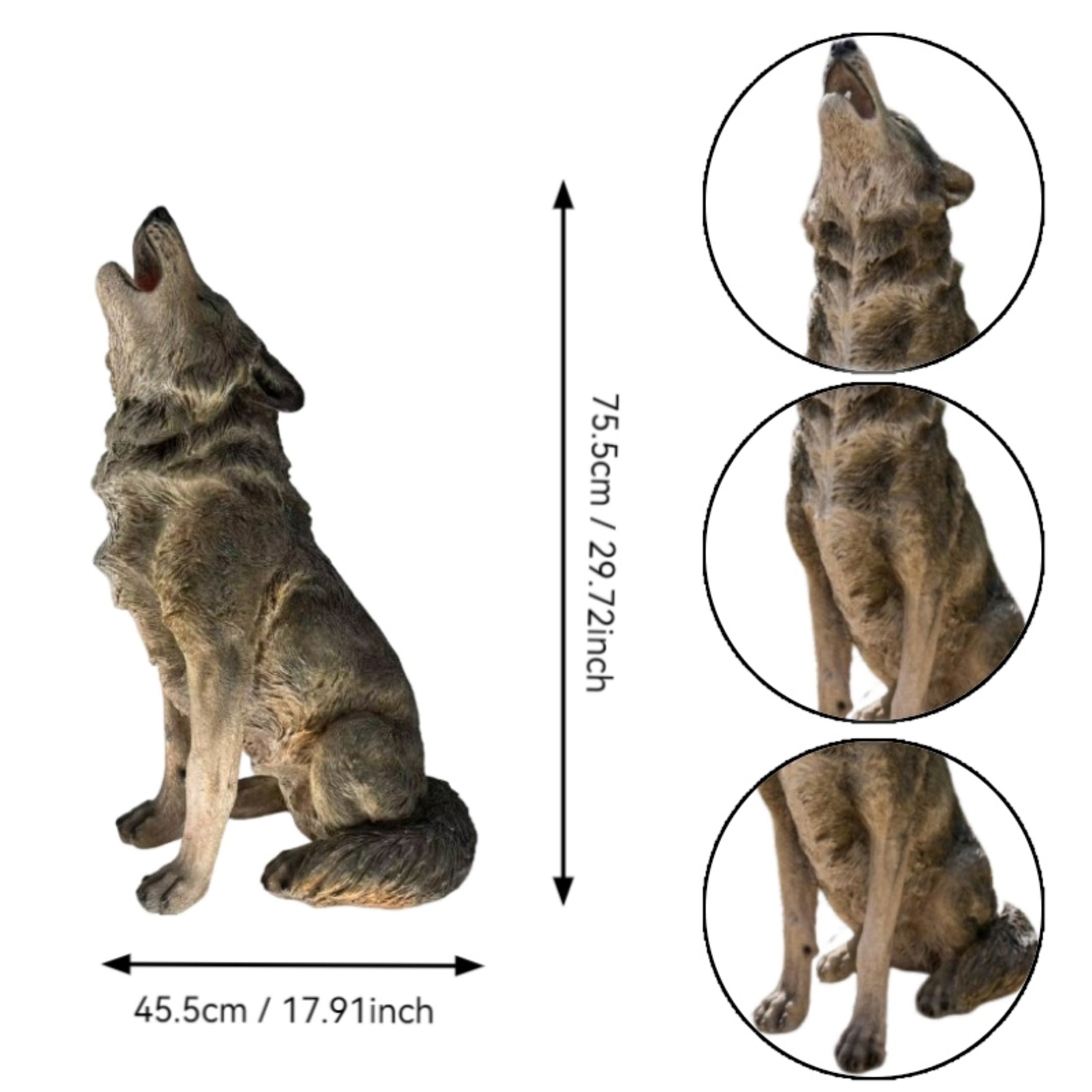 GDF Studio Howling Wolf Resin Indoor/Outdoor Guardian Statue, Weather-Resistant Decor Figurine for Garden & Courtyard