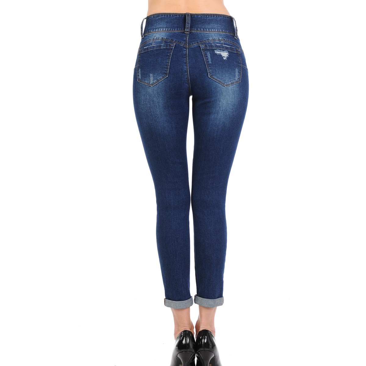Juniors' 3-Button Push Up Crop Jeans - image 2 of 2