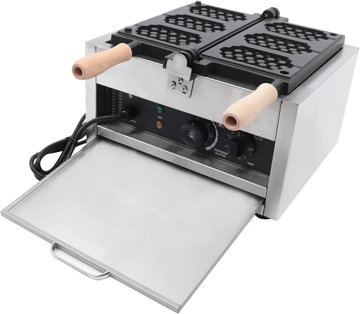 Miumaeov Waffle Maker Double-Sided Heating 1400W Commercial Honeycomb Shape Waffle Maker