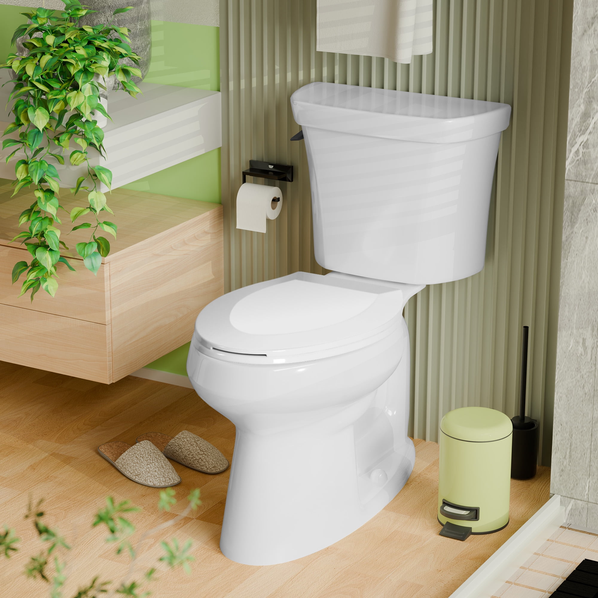 Angol Shiold Elongated Toilet Seat - Slow Close Hinges, Ergonomic Design with Grip-Tight Bumpers, Safe Easy-Clean PP Material , Fit 18.5" Elongated toilet seat, White
