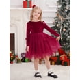 thumbnail image 4 of IDOPIP Toddler Girls Velvet Tulle Tutu Dress Long Sleeve Bowknot Christmas Dress Fall Winter Dresses, 4 of 9