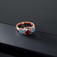 thumbnail image 3 of Gem Stone King 18K Rose Gold Plated Silver Red Garnet and Persian Blue Moissanite 3 Stone Engagement Ring for Women (3.50 Cttw, Gemstone January Birthstone, Cushion Checkerboard 8MM, Size 5), 3 of 5