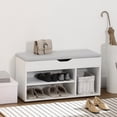 thumbnail image 2 of HOMCOM Shoe Bench Entryway Rack w/ Padded Cushion for Hallway, White, 2 of 10