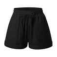 thumbnail image 4 of vigerkar Women's Linen Shorts Wide Leg High Waisted Drawstring Summer Beach Vacation Casual Shorts with Pockets Black, M, 4 of 4