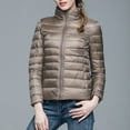 thumbnail image 6 of UJNDER Women's Winter Thin and Light Down Coat Slim Quilted Jacket for Women Casual Outerwear with Stand Collar Khaki S, 6 of 6