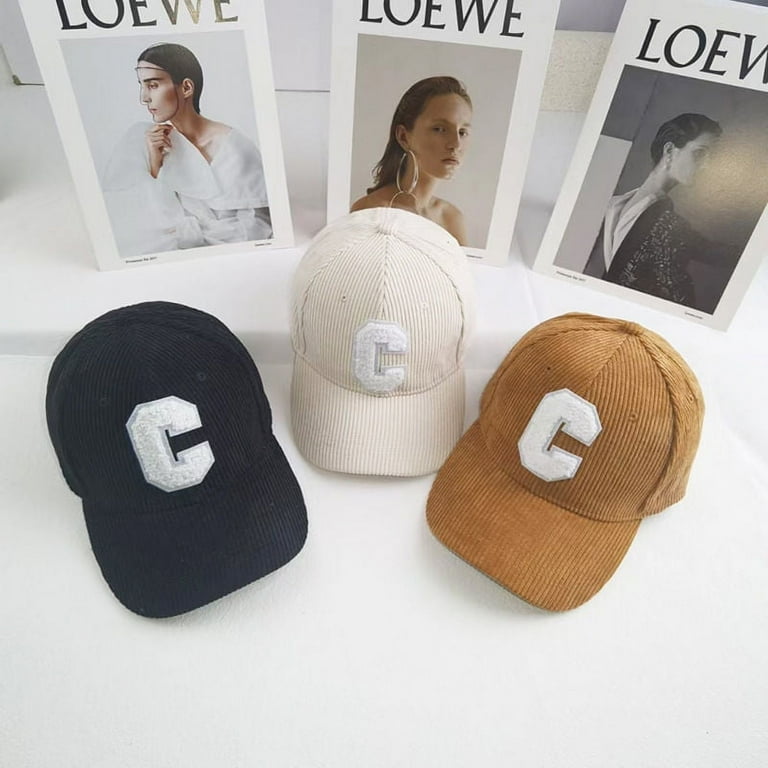 Fashion Corduroy Baseball Cap Ladies Letter C Snapback Hat Women