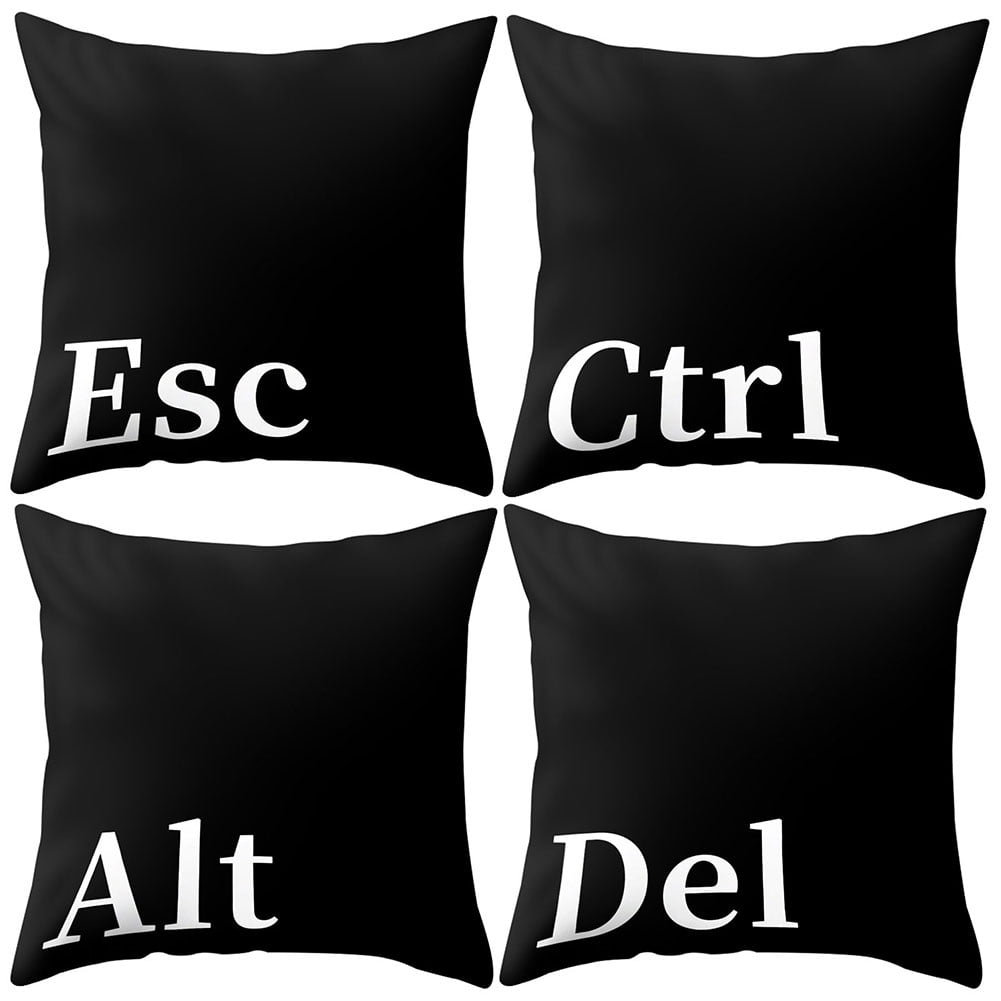 'Ctrl Alt Del Esc' High Quality Chenille Cotton White Cushion Covers Pillow