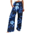 thumbnail image 2 of Sentmoon Women's Pants Elastic Waist Boho Floral Print Summer Casual Pants Straight Fit Wide Leg Pockets Quick Dry Palazzo Pants Casual Lady for Casual Hangouts Multicolor S, 2 of 5
