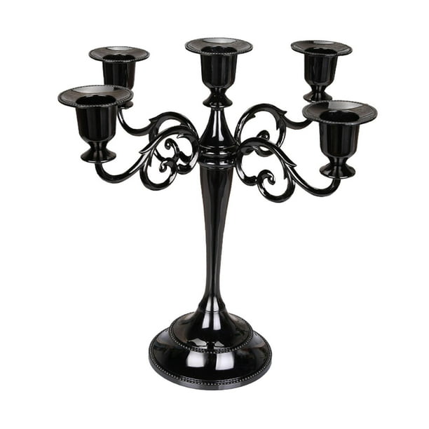Candelabro de pilar, candelabro de cono, candelabro de 5 brazos para escritorios decorativos, hogar festivo negro