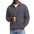 thumbnail image 6 of IAJDKMEK Men's Polo Collar Solid Long Sleeve Fleece Sweatshirt - Full Zip Pullover for Men, Fall Winter Top with Warm Inner,Gray L, 6 of 6