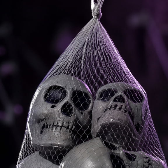 Miwamany 6PCS Halloween Scary Skulls in Bag Decor, Halloween Decorations Props Creepy Outdoor Indoor Hanging Decor for Home, Porch, Yard, Party