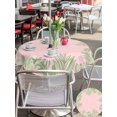 thumbnail image 4 of Outdoor Tablecloth with Umbrella Hole and Zipper, Pink Leaves Round Table Cloth 54 Inch Waterproof Tablecloth, Green Summer Botanical Pastoral Picnic Table Cover for Patio Camping, 4 of 7