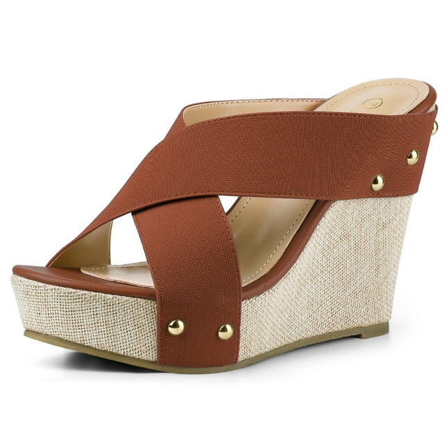 BLISSFUL STEP Sandales Compensées à Plateforme pour Femmes Brun (Taille 7,5)