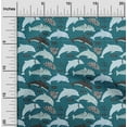 thumbnail image 2 of oneOone Cotton Silk Teal Blue Fabric Beach Dolphin With Dot Texture Craft Projects Decor Fabric Printed By The Yard 42 Inch Wide, 2 of 4