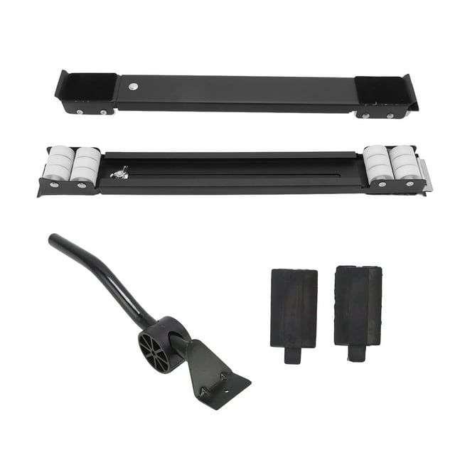 Laveuse-Sécheuse Portable Base Mobile Roulante, Rouleau Extensible Antidérapant Épais en Fer Pratique Capacité de Charge 300KG avec Barre de Levage pour Objets Lourds Blanc, Noir, Argent