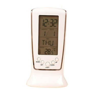 LEORX Alarm Clocks Bedside Digital Clock White Snooze Function for Bedroom 1Pack