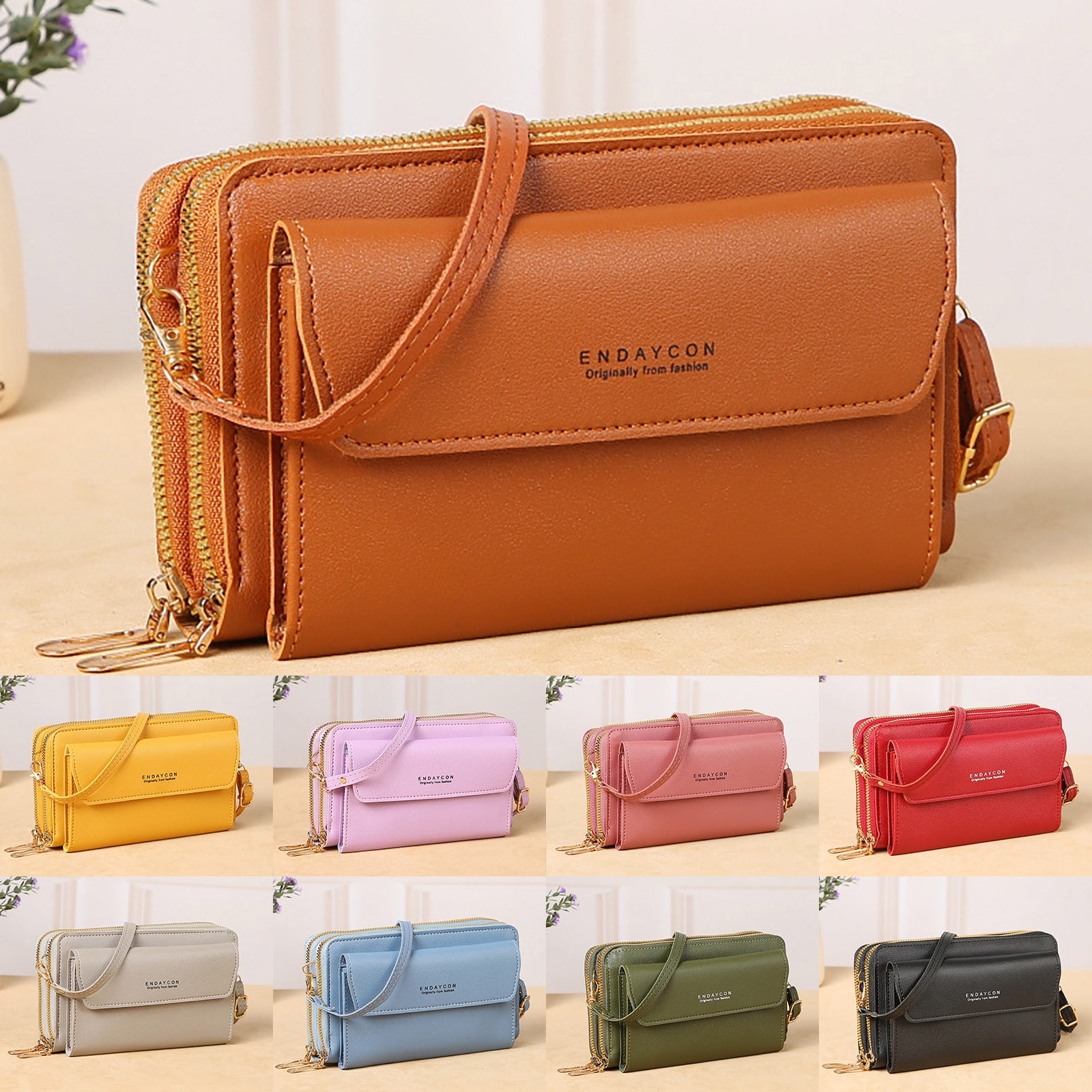 Mepaouo Small Crossbody Bag for Women Trendy Cell Phone Phone Wallet Purse with Double Zippers(Red)