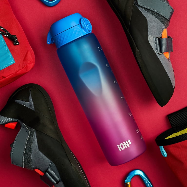 ION8 Leak Proof Flip-Top 1L Water Bottle with Times to Drink, BPA