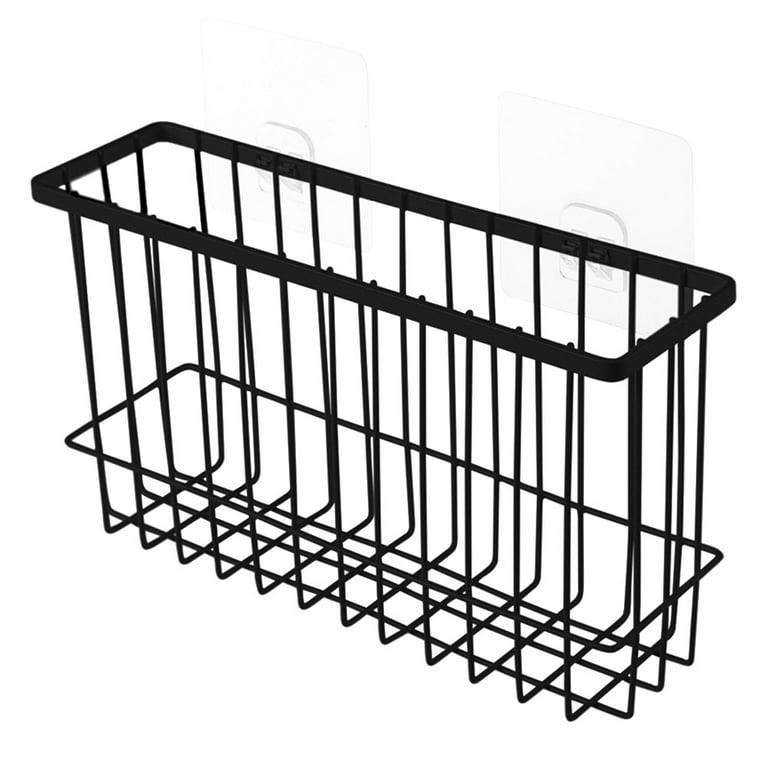 Storage Baskets Metal, Shower Organizer Storage Self Adhesive, Bathroom  Shelf No Drilling, Shower Caddy Basket Bins with Sticker, Wire Freezer  Basket for Kitchen Bathroom Bedroom, Black