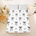 thumbnail image 3 of Erosebridal Kawaii Bow Bed Sheets for Girls Women, White Black Stars King Sheets, 4-Piece, 3 of 6