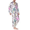 thumbnail image 2 of Daiia Summer with Flamingo for Men's Long-Sleeved Pajama Set – Soft & Comfortable Sleepwear Button-Up Pajamas Cozy Lounge Wear-Medium, 2 of 7