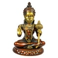 thumbnail image 5 of Brass World Big Brass Lord Hanuman Ji Blessing with Gada on Shoulder Murti Bajrangbali Bhagwan Statue Height 15", 5 of 5