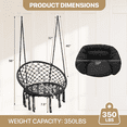 thumbnail image 3 of MoNiBloom Hammock Chair, Macrame Hanging Swing Chair with Padded Cushion, Max 350lbs, Hanging Cotton Rope Chair for Indoor, Outdoor, Bedroom, Patio, Porch, Garden, Black, 3 of 9