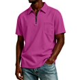 thumbnail image 2 of Men Half Zip Lapel Short Sleeve Polo Shirt Breathable Casual Chest Pocket Lightweight Solid Color Daily Tops L, 2 of 5