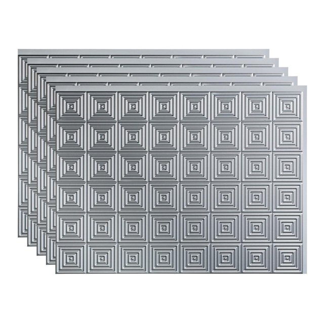 FASÄDE 18in x 24in Miniquattro Argent Silver Backsplash Panel (5 Pack)