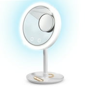 NuBrilliance Beauty Breeze LED Lighted Mirror with Built-in Fan and 5x Magnification, Makeup Mirror, Shaving Mirror with Built-in Fan