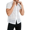 thumbnail image 6 of Men's Short Sleeve Lace See-Through Breathable Shirt Tops, 6 of 7