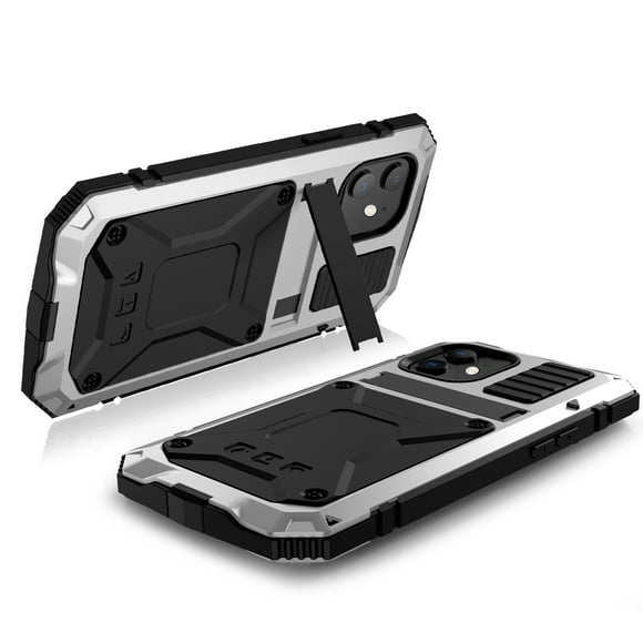 Amdohai Heavy Duty Phone Cover Metal Case Shockproof Anti-drop Mobile Phone Shell Case Replacement for iphone 12 mini Silver