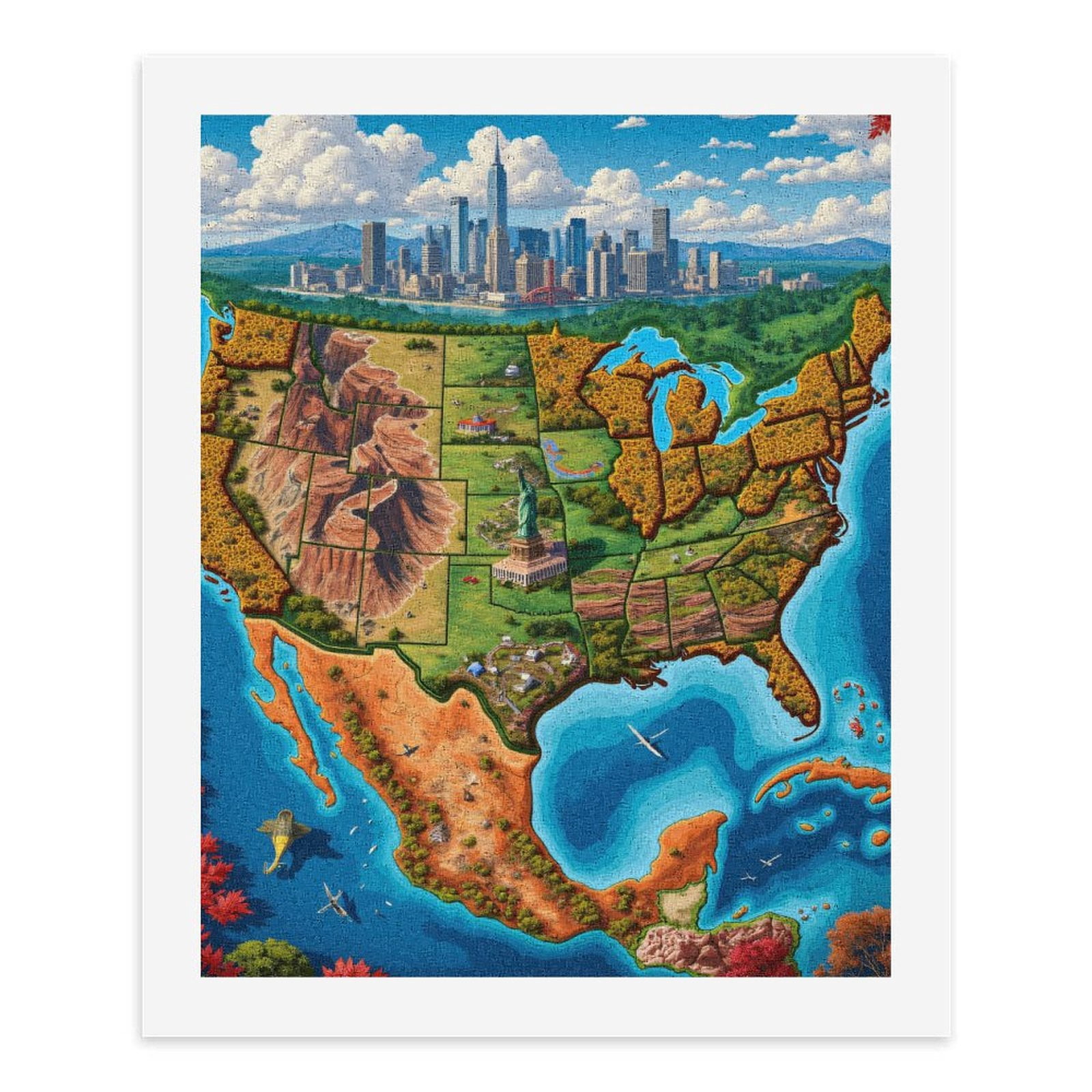 Paint By Numbers Kit for Adults Beginner - DIY Cityscape Landscape Map Art Colorful Canvas Painting Kits for Adults, Frameless Paint By Number for Adults for Home Wall Decor 16x20 Inch