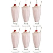 Vikko Ice Cream Glasses 11.5 Oz Retro Milkshake Glasses for Floats, Sundaes, and Dessert 6pk