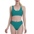 thumbnail image 2 of Picia Teal Women's High Waisted Bikini Scoop Neck Swimsuit Two Pieces Bathing Suit-Large, 2 of 8