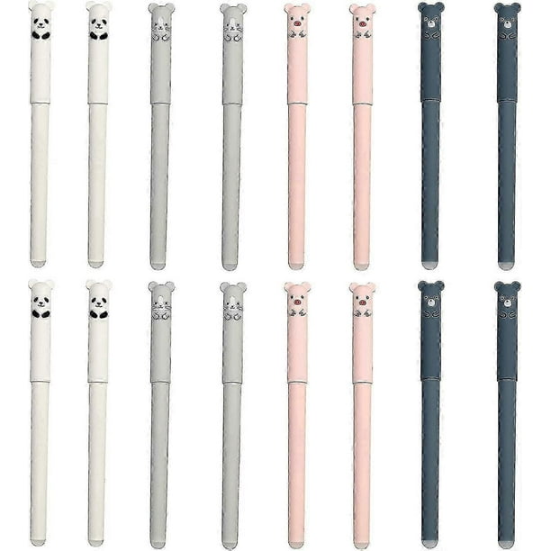 Erasable Gel Pen, 12 Pcs Gel Pens Black Erasable Ballpoint Pen 0.35mm Pig Panda Erasable Gel Pen