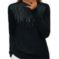 thumbnail image 2 of Black Hoodies for Women's Semi Turtleneck Sweater Long Sleeve Sequins Pullover with A Base Shirt Autumn and Winter Warm Sweater Fall Tops for Women 2025, 2 of 4
