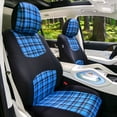 thumbnail image 4 of FH Group Tartan57 Universal Fit Cloth Car Seat Covers, Solid Back Rear Bench for Auto, SUV, Sedan and Van with Steering Wheel Cover - Blue Full Set, 4 of 8
