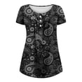 thumbnail image 3 of Amzcrzy Women's Summer Plus Size Tops Blouses Floral Printed Short Sleeve Henley V Neck T-Shirt Pleated Casual Flowy Button Up Tunic Blouse Tops, 3 of 4