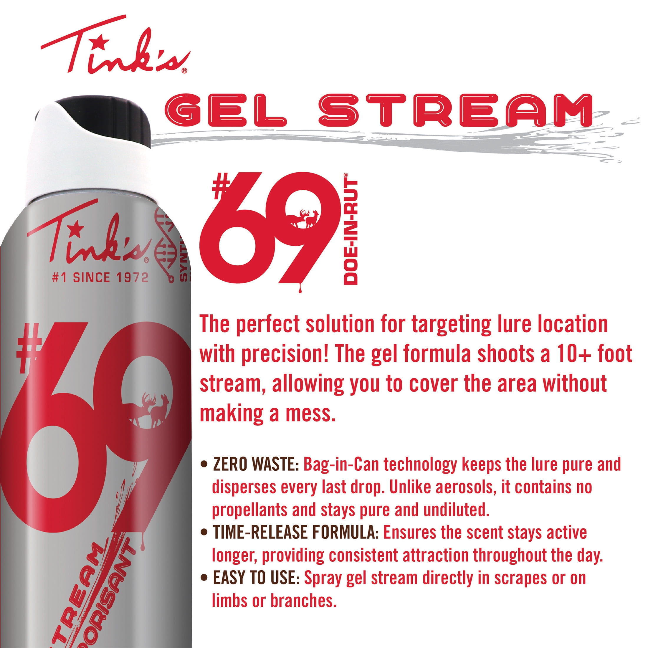 Tinks 69 Doe-In-Rut Hot Shot Gel Stream Synthetic Deer Lure