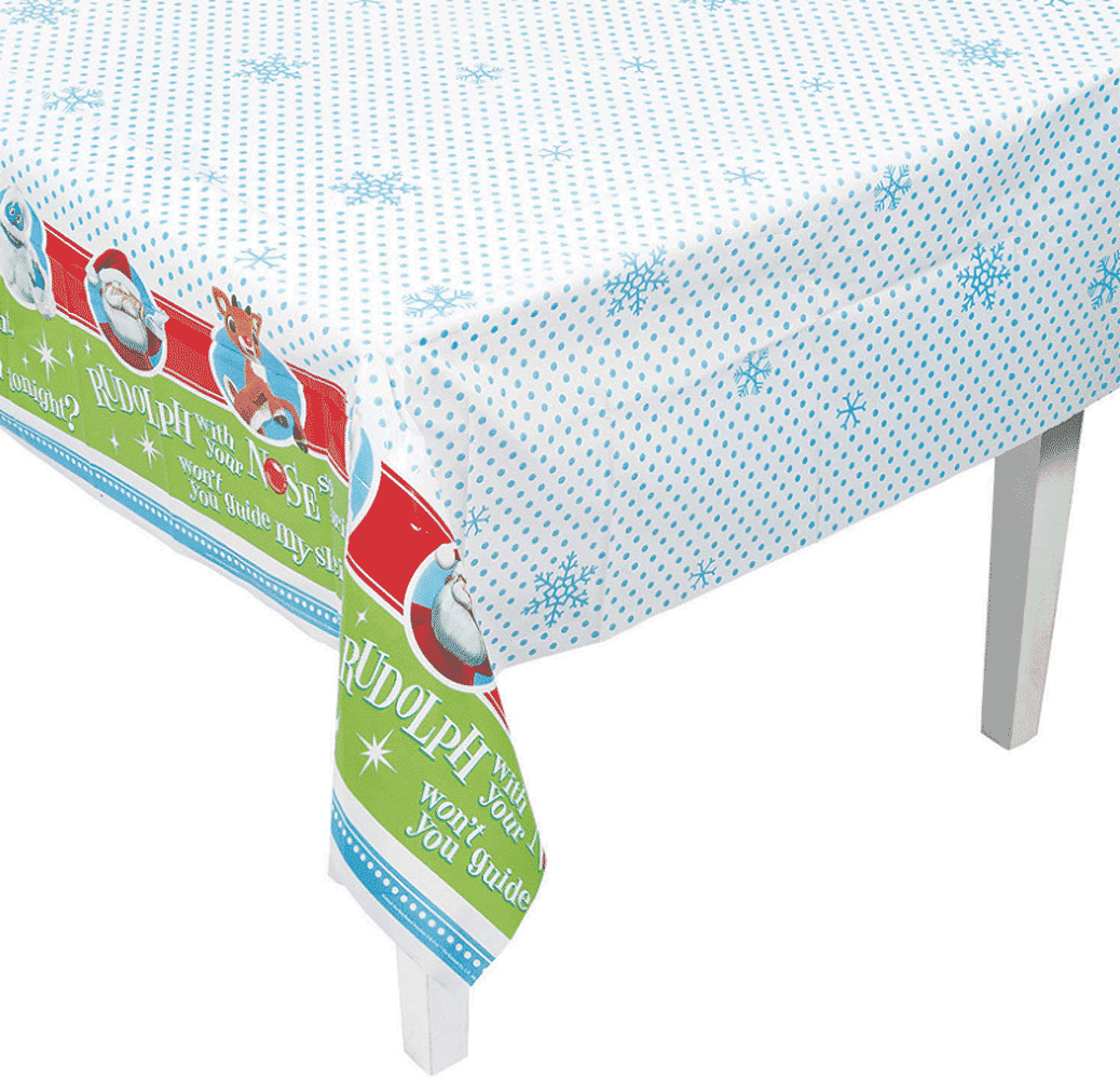 Rudolph The RedNosed Reindeer Christmas Tablecloth Table Cover, 54" L x 108" W