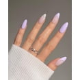 thumbnail image 1 of 24 uñas postizas cortas de color morado almendra, uñas medianas con diseños de flores francesas, uñas adhesivas para mujeres, uñas postizas acrílicas ovaladas con pegamento para arte de uñas de mujer, 1 of 5